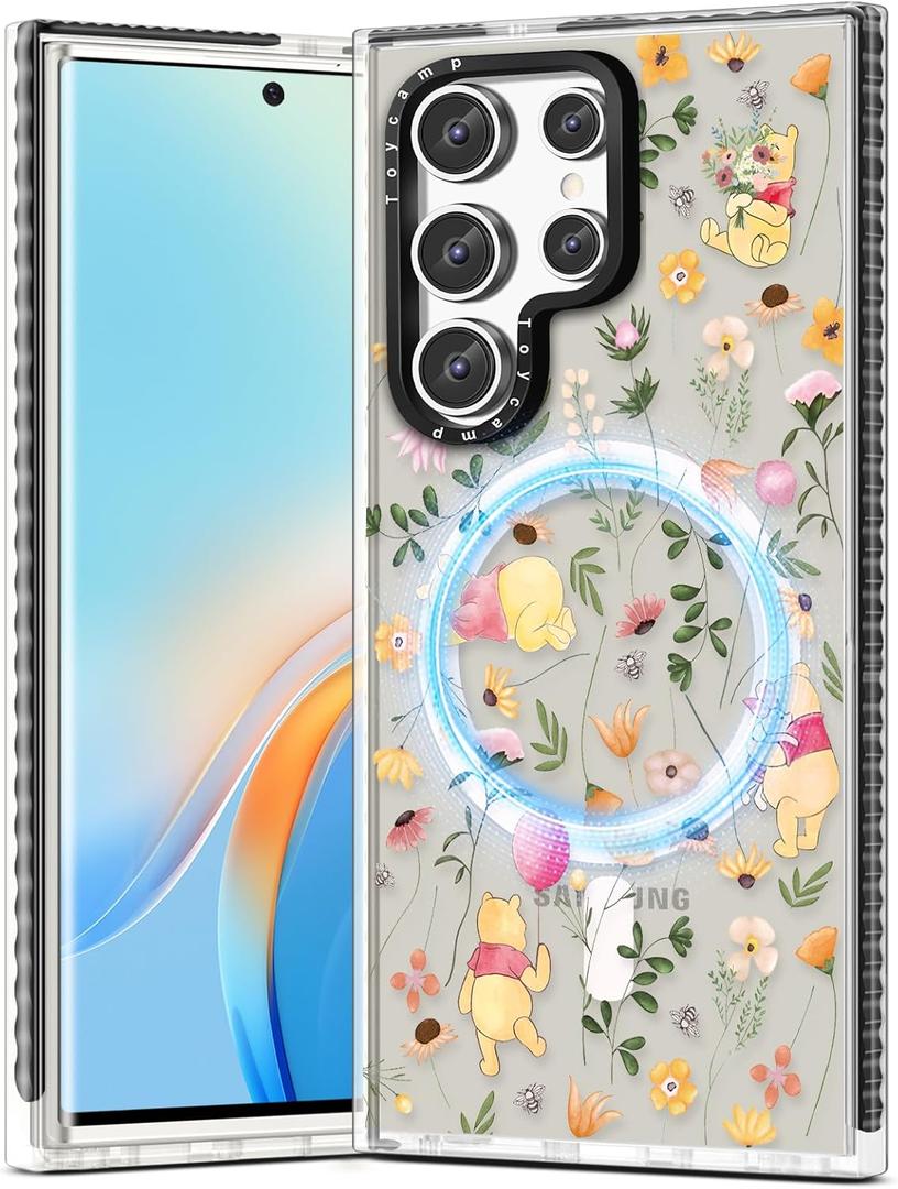 Toycamp for Samsung Galaxy S25 Ultra Case - Compatible with MagSafe Women Girls Cute Phone Cover Magnetic with Shockproof Protective Girly Aesthetic Designer for Samsung S25 Ultra Case, Cartoon Floral