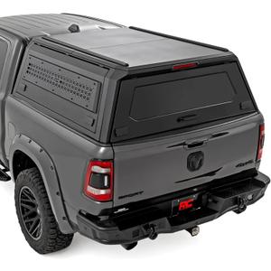 Rough Country Truck Bed Cap for Ram 1500 (2019-2025) 5'7" Bed - Modular Weather-Resistant Topper with Lockable Gullwing Doors, LED Lighting, Molle Panels, 750lb Rated