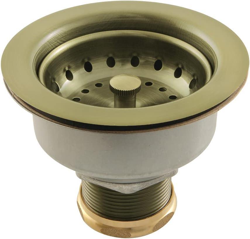 Kingston Brass K112AB Tacoma Kitchen Sink Basket Strainer, Antique Brass 4.44 x 4.44 x 3.81