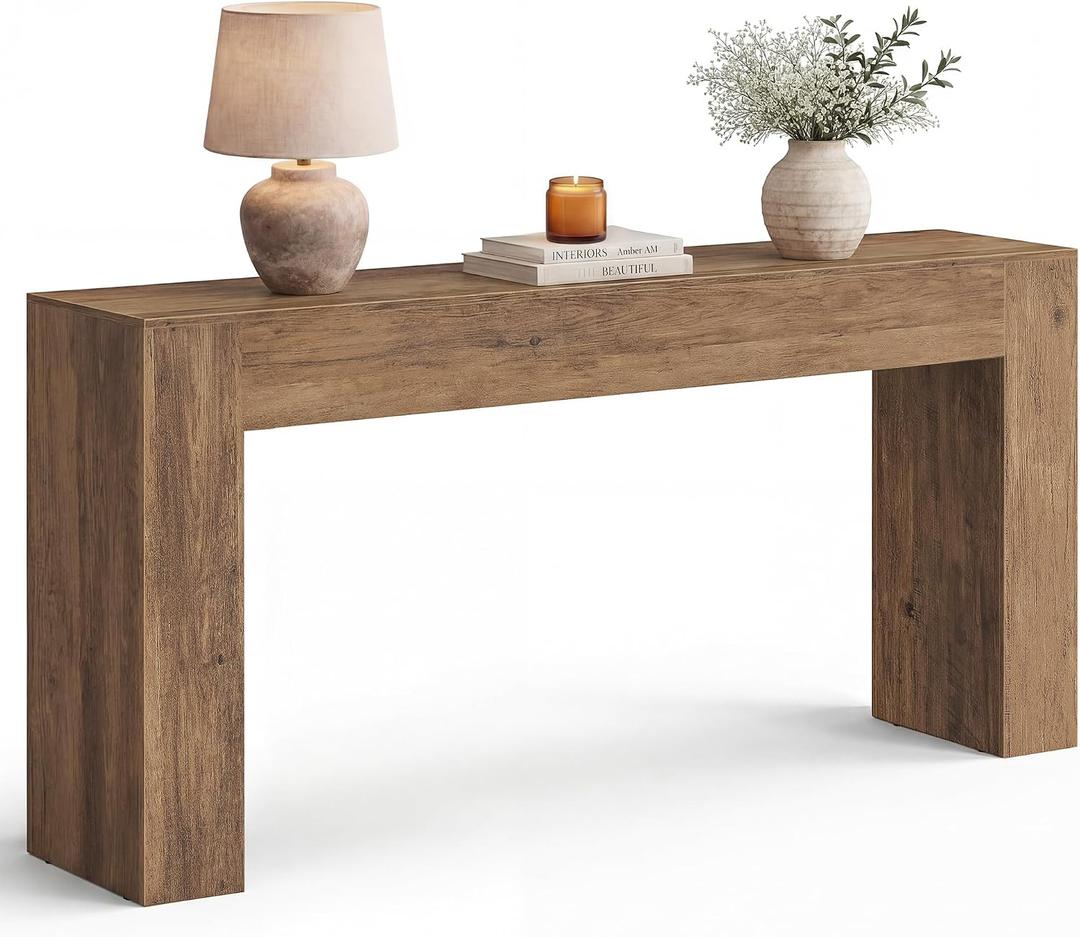 VASAGLE Entryway Table, Long Console Table, Thick Tabletop, Farmhouse Style, for Hallway, Behind the Couch, Living Room, Foyer, Easy Assembly, 11.8 x 63 x 31.5 Inches, Honey Brown ULNT147KB01S