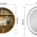 26inch Round Medicine Cabinet with Lights,Led Medicine Cabinet with Defogger,Illuminated Mirror Cabinet for Bathroom,Dimmable,Anti-Fog,3 Colors,Surface Mount only,Gold