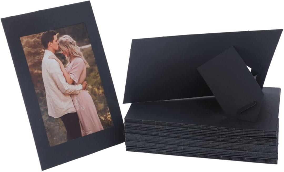 50 Pack Standing Paper Picture Frames 4x6,Cardboard Photo Frame with Easel,Paper Photo Frame Cards,Gallery Frames Bulk For Mother's Day Father's Day Graduation Birthday Wedding Classroom Craft DIY,Black