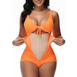 SHAPSHE Women's Tummy Control Swimsuit One Piece Slimming Bathing Suit Cutout Tie Knot Front Bikini Push Up Swimwear XXL