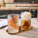 KMIGRUAN Hobnail Drinking Glasses with Straws 15oz Vintage Glassware Set of 6 Embossed Vintage Water Cups, Highball Glasses for Cocktail, Whiskey ,Beer and Juice