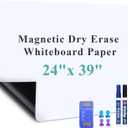 Magnetic Wall Decal Whiteboard: 24 x 39 Vertical Peel & Stick Dry Erase Board Sticker for Wall | No-Ghosting PET for Home Office, Kitchen & Workspace (Magnet-Receptive)