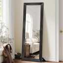 Full Length Mirror 65"x22" - Beveled Edge Rustic Black Dressing Mirror, Solid Wood Frame, Wall Mounted or Standing for Bedroom, Entryway, Living Room