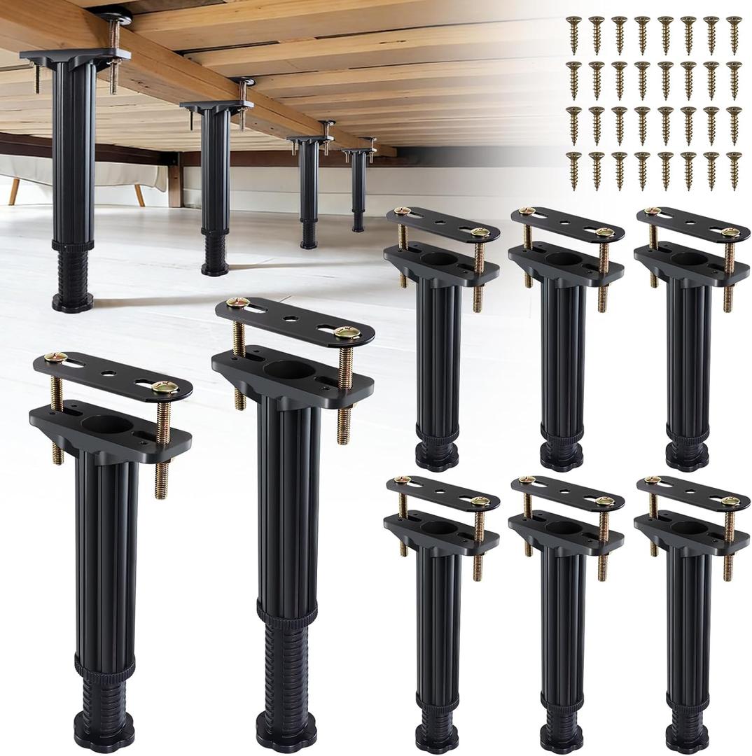 YHK 8PCS Adjustable Height Bed Support Legs 7.8-13.0inch, Heavy Duty Bed Frame Support Legs for Bed Slat and Frame, Plastic Bed Frame Support Replacement Bed Support Reinforcement Parts