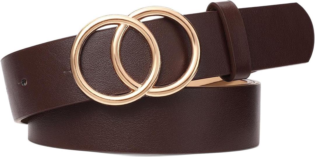 Fashion Women Leather Belts with Pin Buckle Waist Belt for Pants Dresses Jeans