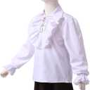 GRACEART Boys Medieval Pirate Shirt Renaissance Colonial Shirt for Kids white 12 (White, S)