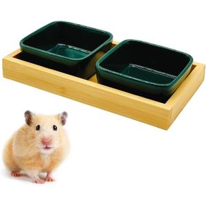 Hamster Food Bowl, Hamster Feeding & Water Bowls, Small Animals Ceramic Food Water Bowl Prevent Tipping for Dwarf Syrian Hamsters Bunny Gerbils Rats or Other Similar-Sized Small Pets (Green)