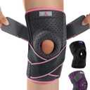ABYON Knee Brace for Women/Men Plus Size Meniscus Tear, ACL, Arthritis.Knee Braces with Dual Side Stabilizers & Crossed Compression Straps Maximum Support for Knee Pain Relief and Fast Recovery - Please Check How To Size Video (4X-Large/5X-Large (Pack of 1), Gray-pink)