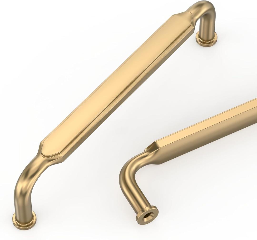 10 Pack 5 Inch(128mm) Champagne Bronze Cabinet Pulls Zinc Alloy Cabinet Handles,Champagne Cabinet Pulls Kitchen Cabinet Hardware for Cupboard Drawer Pulls (5" Hole Center)