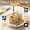 Premium Gold Mini Dessert Utensils Set - 120-Piece (60 Forks & 60 Spoons) with Beaded Handle, 4.4 Inch BPA-Free Plastic, Appetizer Utensils for Parties, Charcuterie Boards & Tasting Events