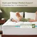 BEDLORE 4 Inch Memory Foam Mattress Topper Full,2-in-1 Dual Layer Design (2" Gel Memory Foam + 2" Plush Pillow Top Cover) Mattress Topper Medium-Firm,Pressure Relief & Back Pain Support(White)