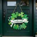 2 x St. Patrick's Day Wooden Shamrock Door Wreath 11"x10" - Handcrafted St. Patrick's Day Decoration, Irish Green Clover Ornament for Indoor Outdoor Home Party Welcome Sign