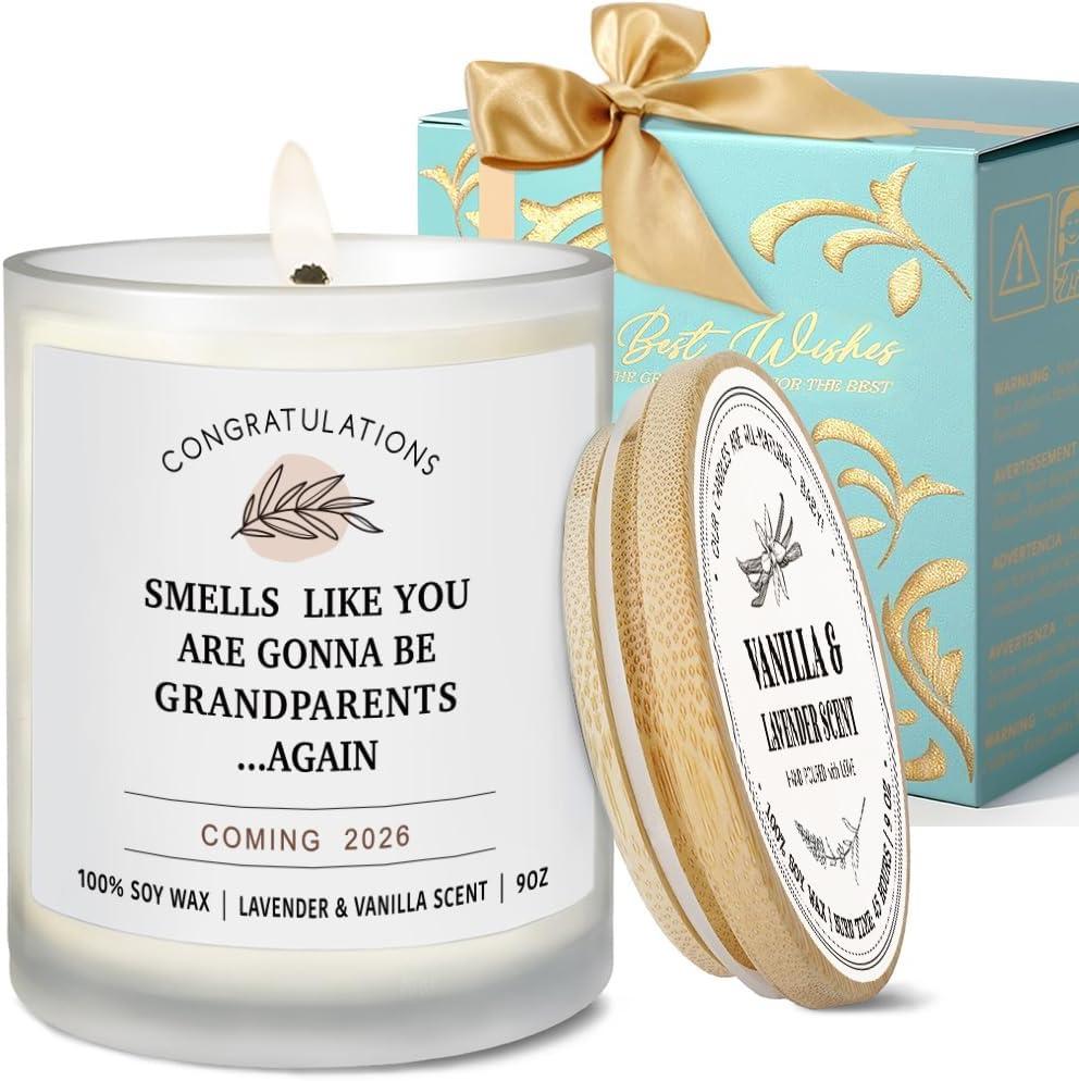 Pregnancy Announcement Gifts for Grandparents, You're Going to Be Grandparents Again Baby Announcement, Baby Announcements Lavender Vanilla Scented Candle 9OZ