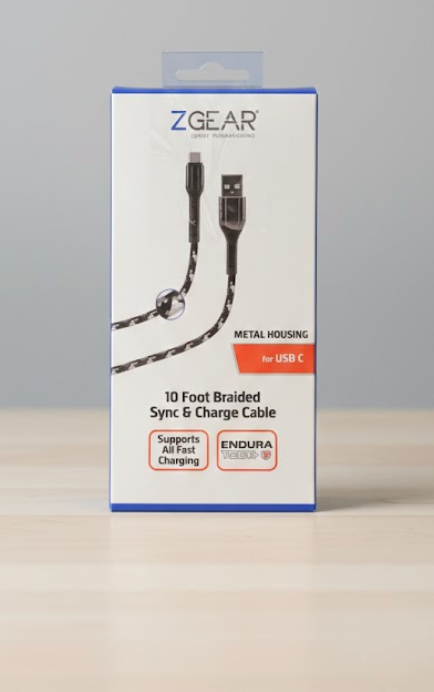 Zgear 10ft Braided Charge Cable for USB C