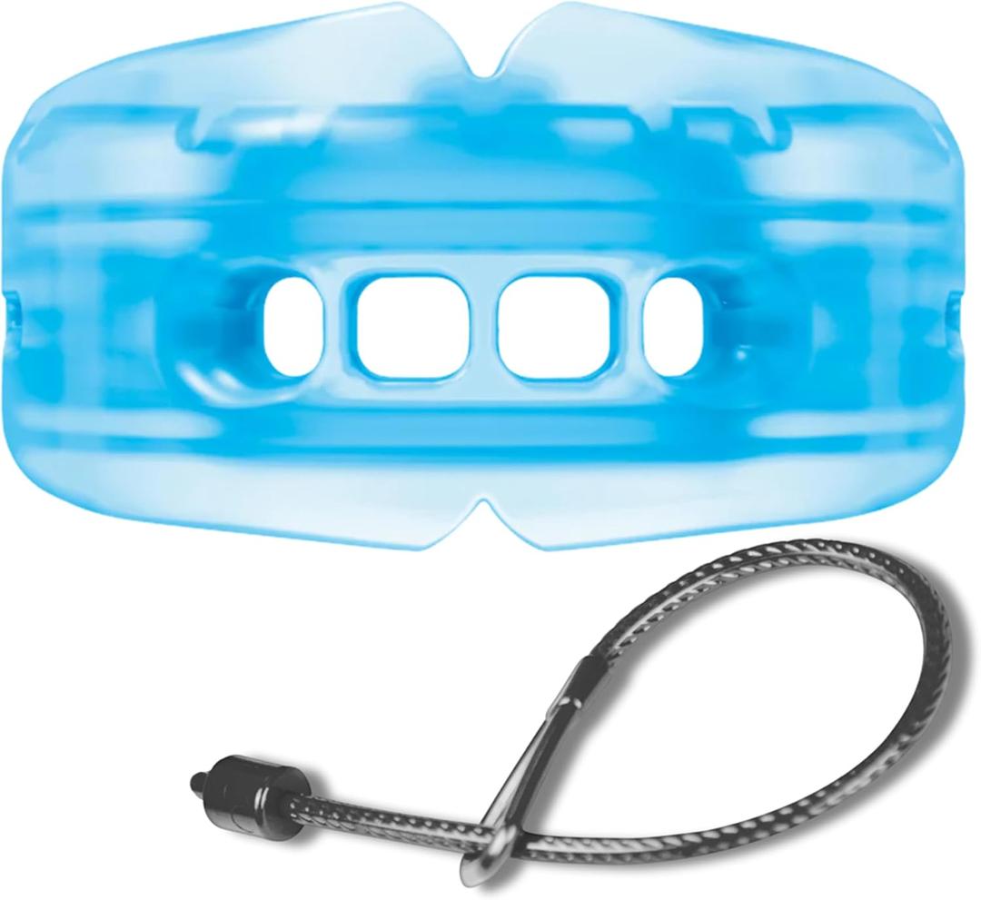 Shock Doctor Braces Football Mouth Guard, Upper & Lower Teeth Protection, Adult/Youth Sizes with Helmet Strap, Mouthguard for Sports, Football, Hockey, Lacrosse, Baseball, Wrestling, More (Adult: 12+ yrs, Blue)
