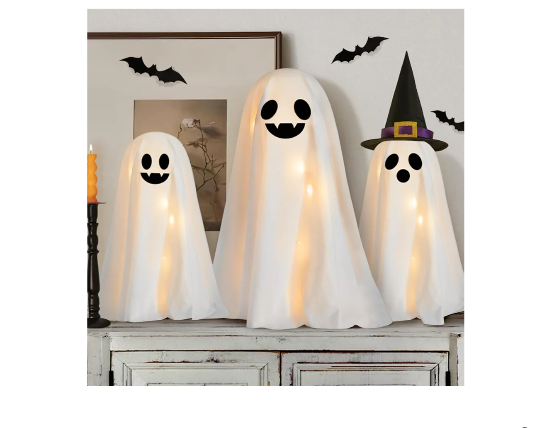 Halloween Decorations Indoor - 3 Packs DIY Light-Up Spooky Ghosts with String Lights, Witch Hats, Crafts Kits for Halloween Decor Indoor Party Home Table Mantel Room Kitchen Office