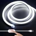 3.28FT White Neon Light Strip, 5V USB White Led Strip Lights with Touch Controller, Flexible Neon Rope Light for Bedroom, Party, Home Decor, Poster Lights