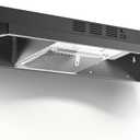 Under Cabinet Range Hood 36 inch, Ducted/Ductless Vent Hood with 2 Speeds Fan, Black Range Hood with Rocker Button Control, Kitchen Hood 280CFM, Bright LED Light