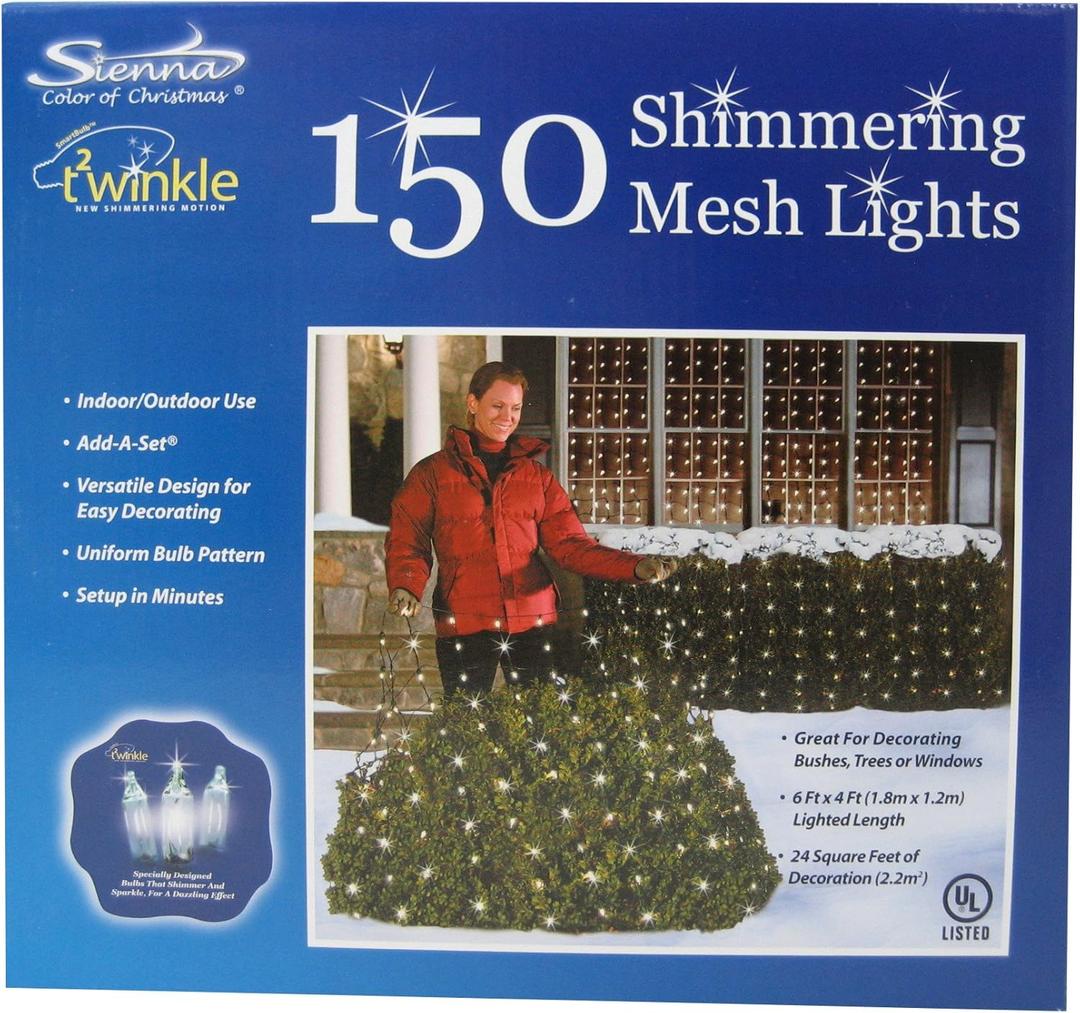 Twinkle Net Lights - 4x6 Shimmering Mesh 150 Lights