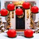 Thyle 2 Pcs Outdoor Christmas Ball Decorations with Wreath Giant 8'' Extra Large PVC Hanging Christmas Ornaments Plastic Garden Decorations with Hanging Loop for Upstairs Xmas Indoor Decors
