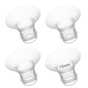 Momcozy Flange Insert 15mm Compatible with 24mm Flange/Shield of Most Pumps, Insert for Breast Pump Replacement Accessories, 4PCS 15mm (Transparent)