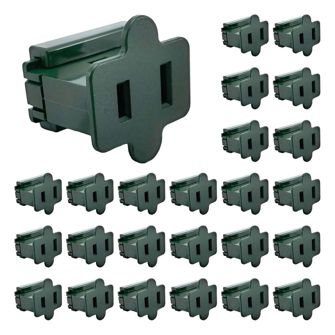 25 Pack Green SPT-1 Vampire Female Plug for Christmas Lights Sets - Slip, Zip, Gilbert (SPT-1 Green Female)