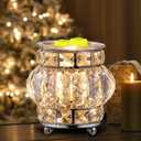 MAXWINER Electric Wax Melt Warmer Wrought Iron Crystal Oil Burner for Home, Living Room, Bedroom, Kitchen, SPA, Office (Silver)