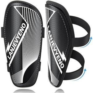 LanJevyEno Shin Guards Soccer Kids Youth Toddler Protective Shin Pads Football Gear Equipment Lightweight Breathable Adjustable Straps for 2-4 5 6 8-9 10-12 Years Children Teens Boys Girls