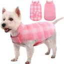 Kuoser Dog Winter Coat, Reversible Dog Jacket, Warm Doggie Coat British Style Puppy Cold Weather Vest, Windproof Pet Clothes Vest for Small Dogs, Pink S (S (Chest Girth: 13.8-17.3''))
