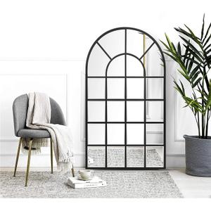Black Arched Window Mirror, Large Window Pane Mirror with Beveled, Metal Framed Windowpane Mirrors, 28.5" X 50" Arched Wall Mirrors for Wall Decor, Entryway, Living Room