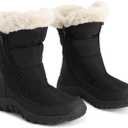 POLAR Womens Memory Foam Twin Zip Opening Pull On Nylon Waterproof Thick Faux Fur Lined Winter Rain Snow Boots