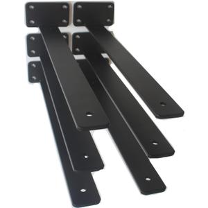 6 Pack - 14 inch Black Hidden L Shelf Bracket (1/5 Inch Thicked) Iron Floating Shelf Brackets Rustic Industrial Metal Brackets for Shelf Support