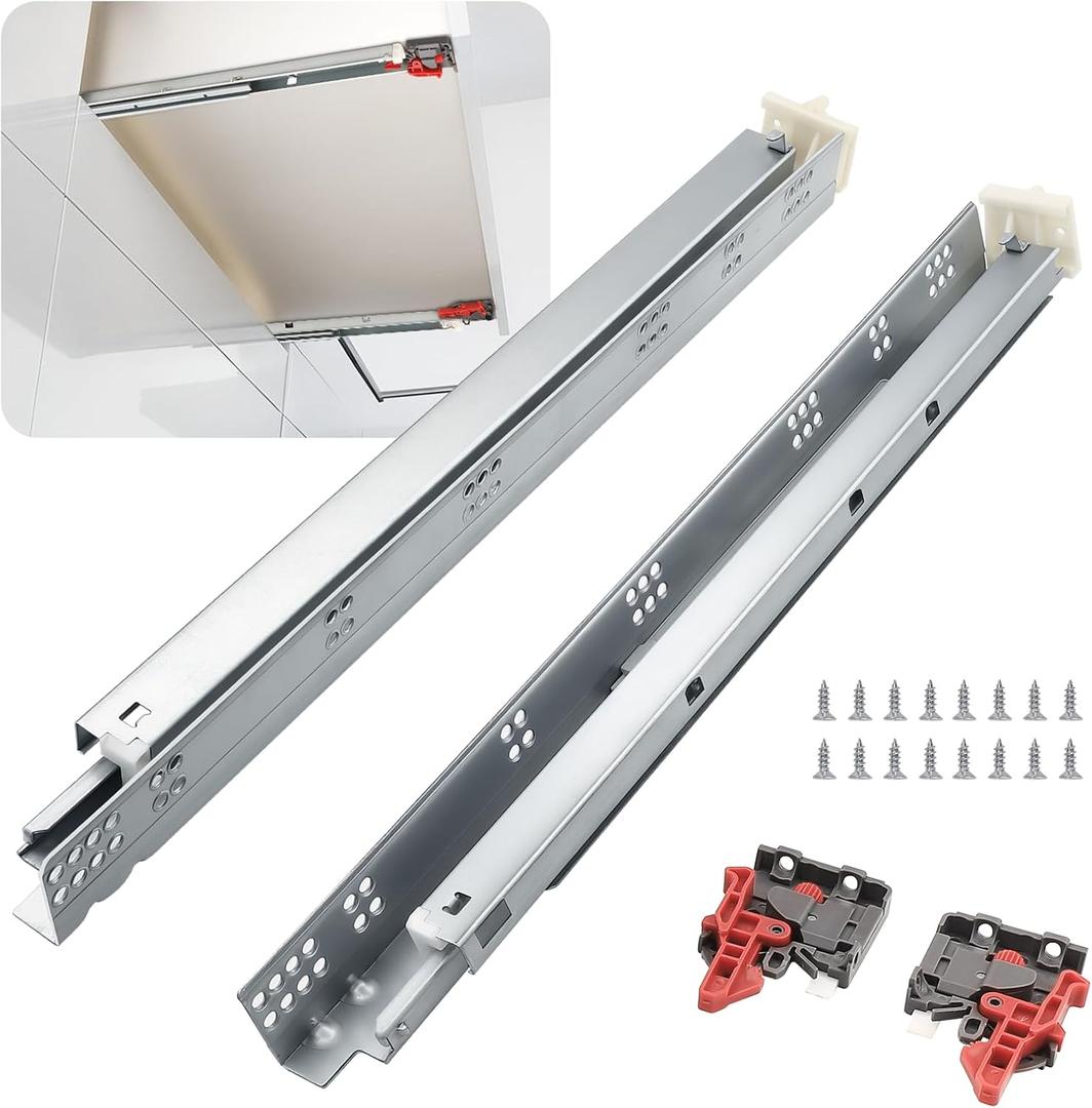 knobelite 1 Pairs 21 Inch Soft Close Undermount (Bottom Mount) Drawer Slides,Concealed Drawer Runners with Mounting Screws,Locking Device and Brackets 85 lb Load Capacity 21" 2 Pcs