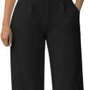 Pink Queen Jumpsuits for Women Dressy V Neck Sleeveless Wide Leg Long Pant Rompers Business Casual Outfits, M (Black)