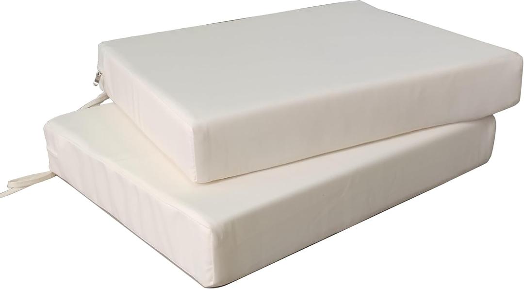 SAMTY 20 x 18 Inch Outdoor Chair Cushions for Patio Furniture, UV Resistant Non Slip Waterproof Replacement Patio Seat Cushion with Ties Set of 2, Beige