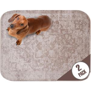 PUPIBOO Washable Pee Pads for Dogs and Cats - Super Absorbent Reusable Puppy Training Pads - 100% Waterproof, Leak-Proof & Non-Slip Whelping Pads for Pet Housebreaking (18 x 24 Inch (Pack of 2), Taupe)