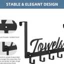 Azmoncy Over The Door Hooks, Towel Rack Towel Hooks for Bathroom, Towel Holder for Hanging Heavy Duty, Door Rack Over Door Hanger with 5 Coat Hooks for Bedroom Bathroom Kitchen, Black