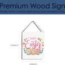 Funny Happy Easter Wood Sign Rustic Easter Egg Flowers Wooden Hanging Plaque for Home Living Room Bedroom Wall Art Decoration 8 x 10 Inches Present