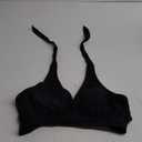 Women's Supportive Halter Bikini Padded Push Up Ruched Bust Hook Back Swimsuit Bathing Suit Tops Only (Medium, Black)
