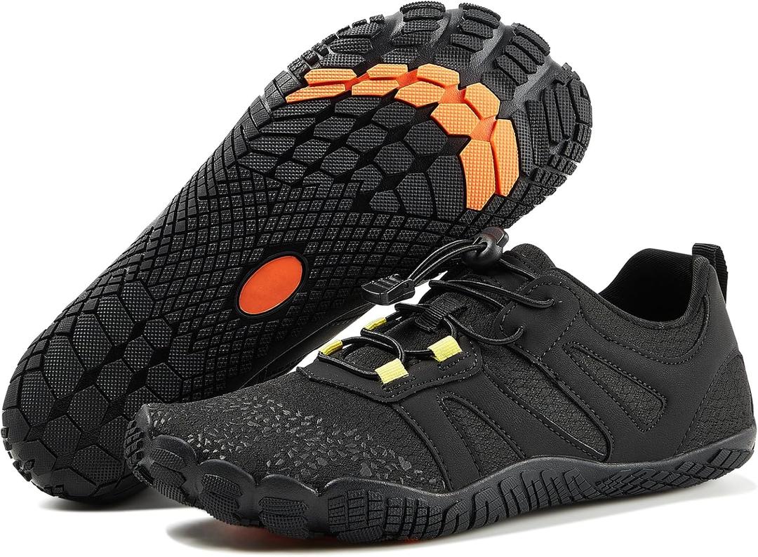 Barefoot Shoes for Men and Women | Wide Toe Box & Zero-Drop Sole for Natural Movement | Minimalist Trail Running, Hiking & Water Sports Shoes | Flexible, Lightweight & Non-Slip (12.5 Women/11 Men, Color_black)