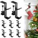 6 PCS 2 in 1 Mantel Hangers for Garland, NoDrill Fireplace Stocking Holder & Garland Hooks for Christmas Decor, Adjustable Clamp Fits 0.5"  8.5" Mantle, Holds 11 lbs