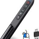 DINOSTRIKE USB-A and USB-C Presentation Clicker with Air Mouse Control, Rechargeable Wireless Presenter Remote PPT Pointer RF 2.4GZ PowerPoint Clicker Slide Advancer for Mac Computer Laptop
