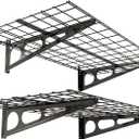 FLEXIMOUNTS 2-Pack 2x4ft 24-inch-by-48-inch Wall Shelf Garage Storage Rack Wall Mounted Floating Shelves, Black