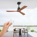 Obabala Ceiling Fan No Light 52IN Modern Outdoor Ceiling Fan Without Light 3 blade Wood Walnut Fan with Remote for Patios Farmhouse Reversible DC Motor