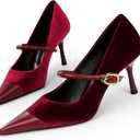 baobeijiadao Womens Pointed Toe Heeled Pumps Slip On Stiletto Heels Single-Strap Wedding Evening Dressy Shoes (Red, Size US 12)