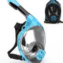Full Face Snorkel Mask for Adults, Snorkeling Gear for Kids, Anti-Fog & Anti-Leak Design with 180 Panoramic View, Dry Top Breathing System, Ideal for Scuba Diving, Snorkeling (Blue)