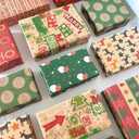 Layninder Christmas Wrapping Paper, 8 Sheets Vintage Kraft Wrapping Paper w/Tags Stickers Rope, Xmas Paper w/Santa Reindeer Merry Christmas, Gift Paper for Holiday (27.6x19.7in, Folded)